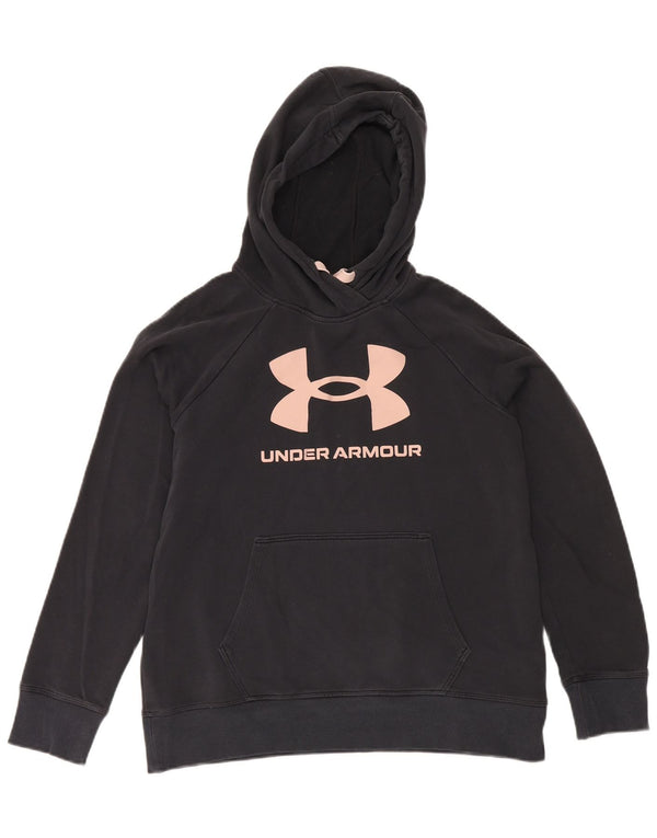 Under Armour Womens Graphic Hoodie Jumper UK 14 Medium Navy Blue Cotton
