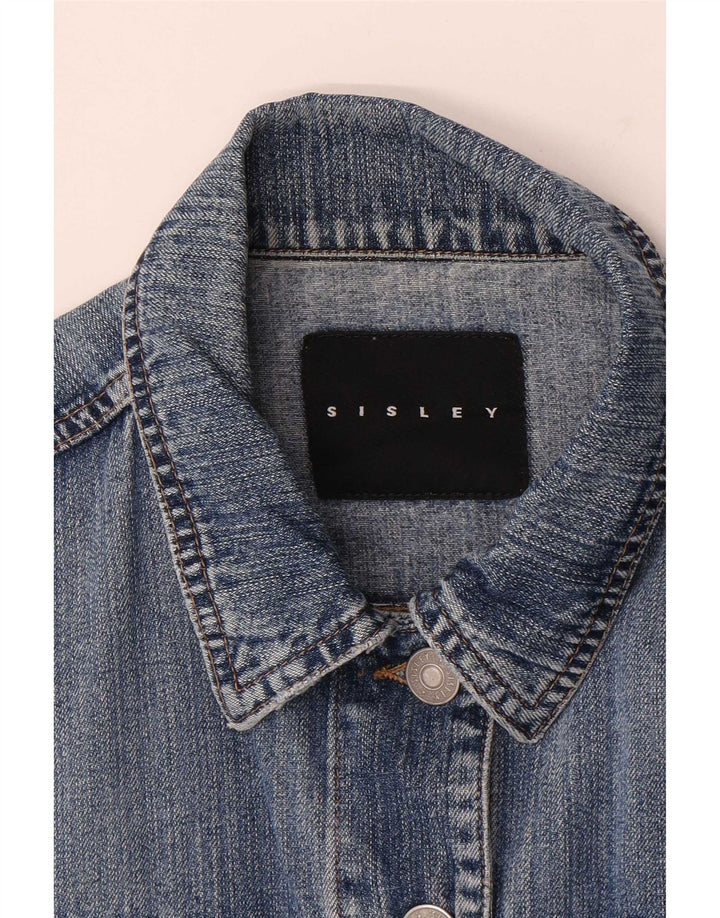 Sisley Womens Denim Jacket UK 14 Medium Blue Cotton