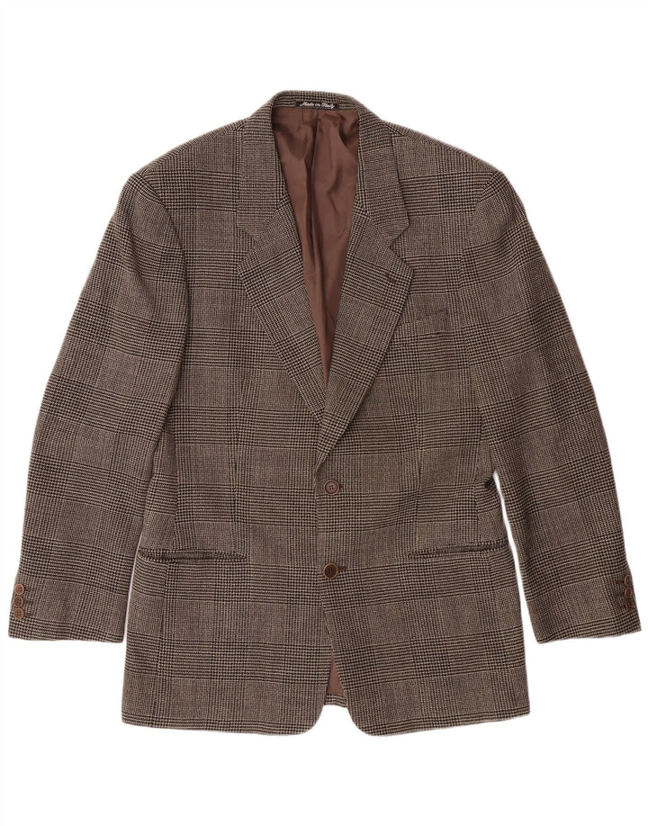 GIORGIO ARMANI Mens 2 Button Blazer Jacket IT 48 Medium Brown Check