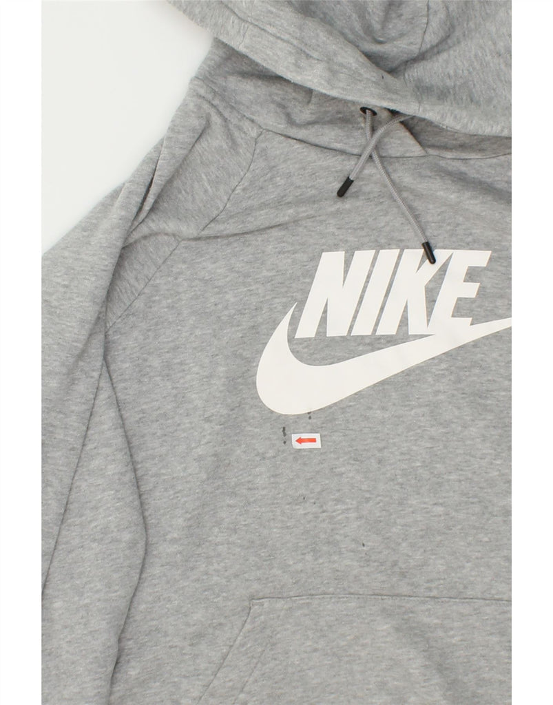 NIKE Womens Graphic Hoodie Jumper UK 14 Medium Grey Cotton | Vintage Nike | Thrift | Second-Hand Nike | Used Clothing | Messina Hembry 