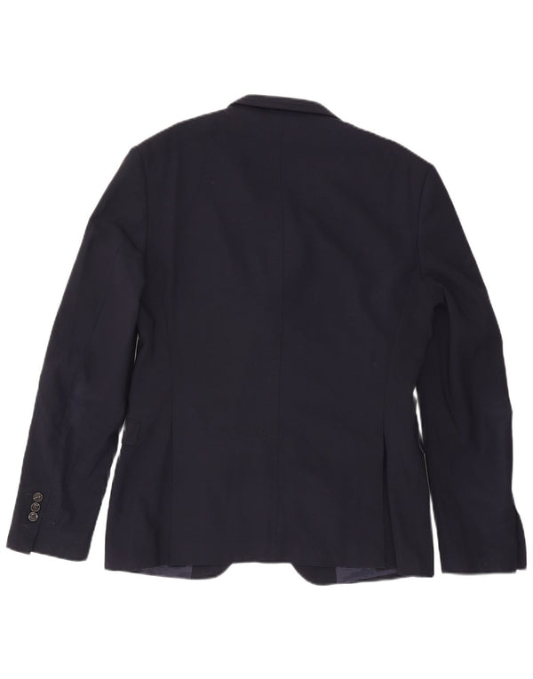 Zara Mens 2 Button Blazer Jacket EU 50 Medium Navy Blue Polyester