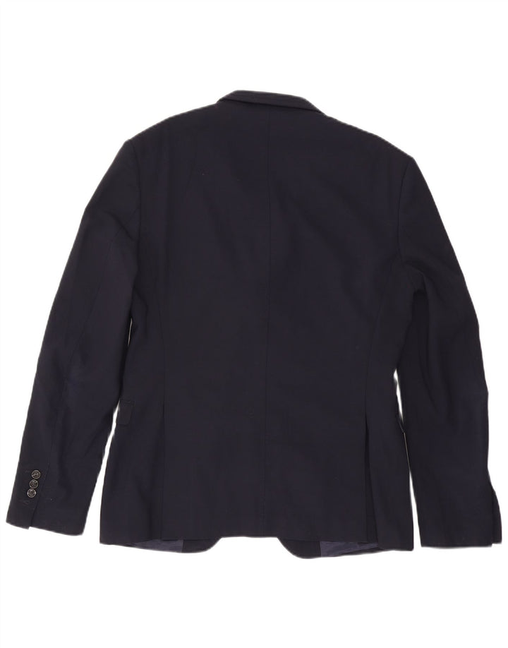Zara Mens 2 Button Blazer Jacket EU 50 Medium Navy Blue Polyester