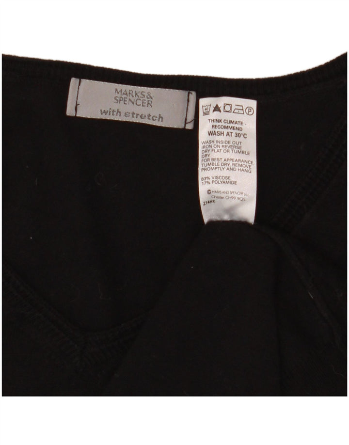 Marks & Spencer Womens Crop V-Neck Jumper Sweater UK 14 Medium Black