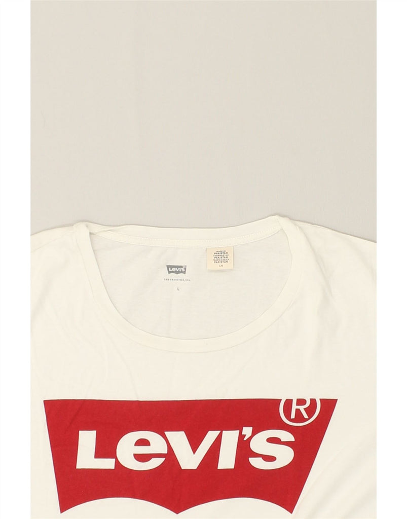 LEVI'S Womens Graphic T-Shirt Top UK 16 Large White Cotton | Vintage Levi's | Thrift | Second-Hand Levi's | Used Clothing | Messina Hembry 