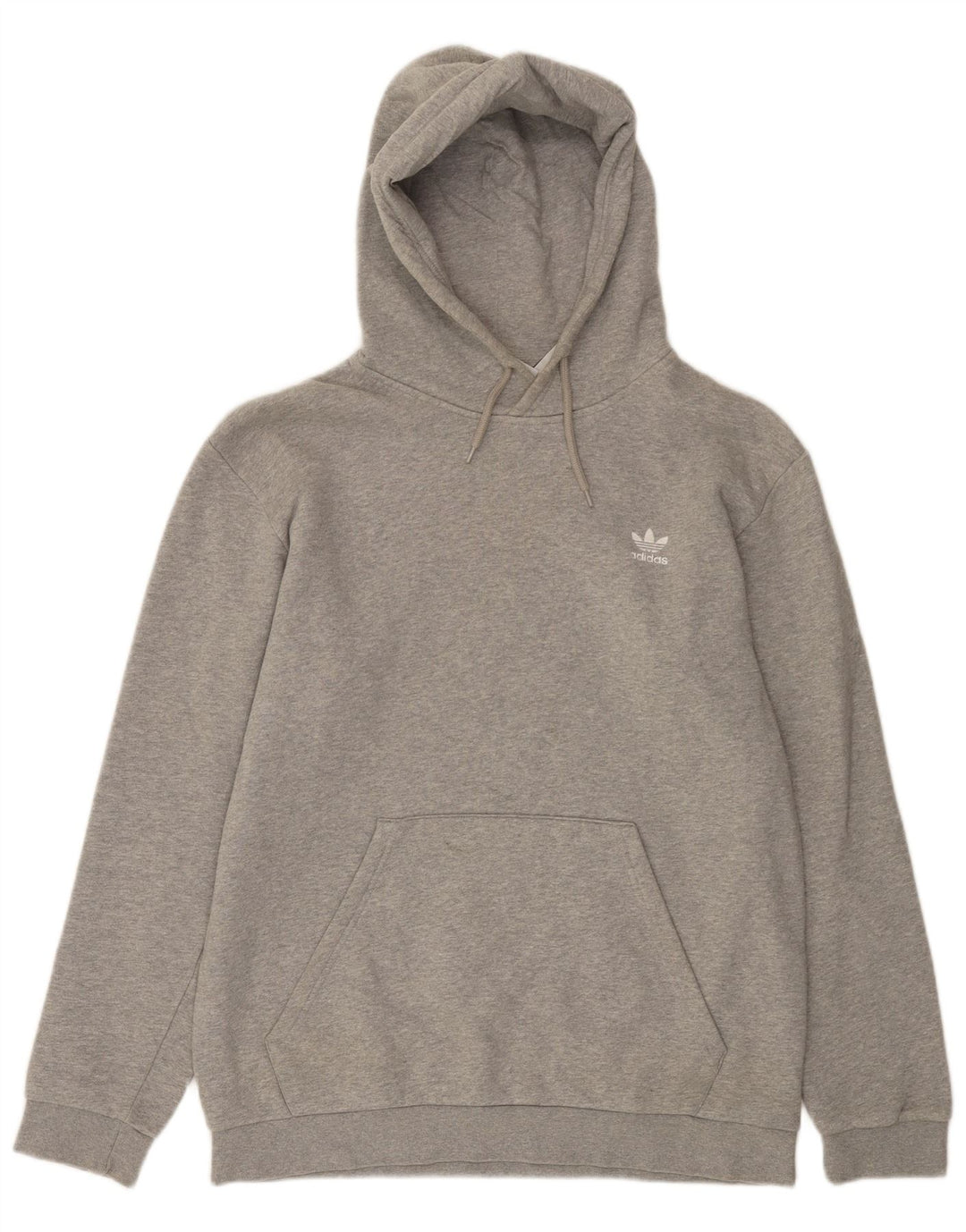 ADIDAS Mens Hoodie Jumper Large Grey Cotton
