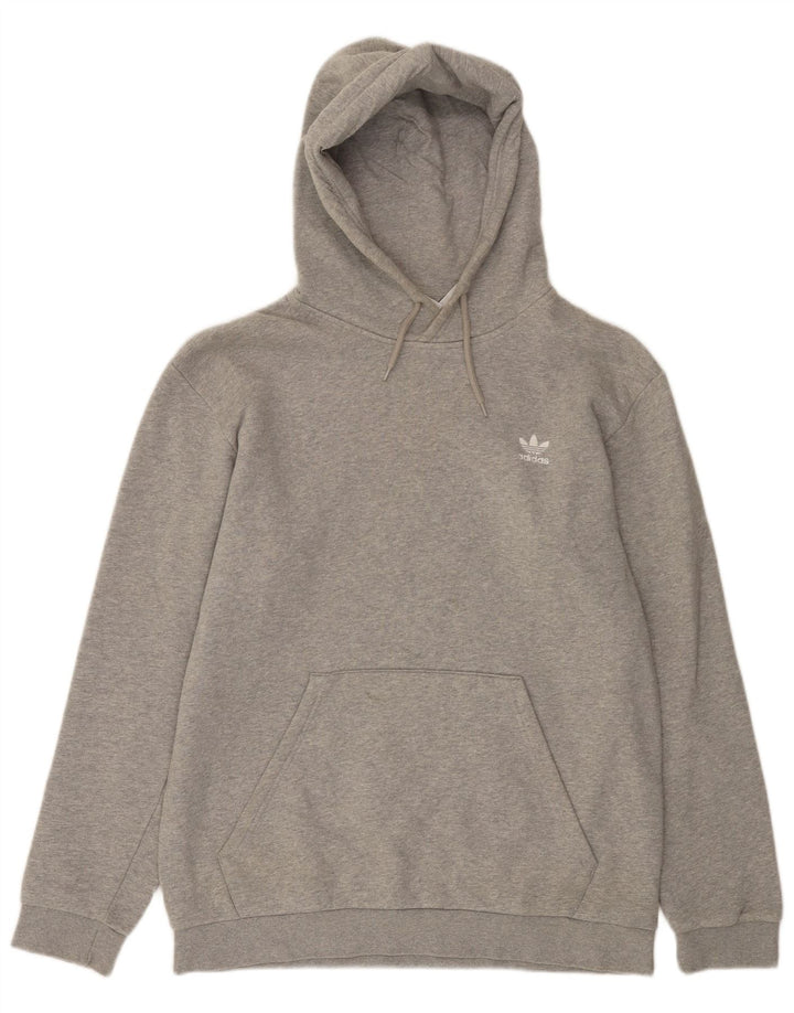 ADIDAS Mens Hoodie Jumper Large Grey Cotton