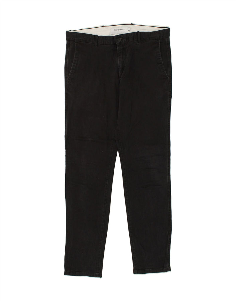 CALVIN KLEIN Mens Slim Chino Trousers IT 50 Large W34 L31 Black Cotton Vintage Calvin Klein and Second-Hand Calvin Klein from Messina Hembry 