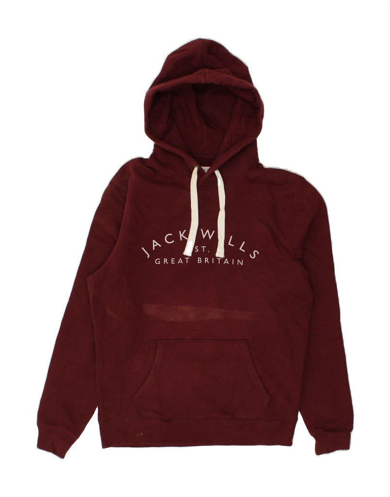 JACK WILLS Mens Graphic Hoodie Jumper Small Maroon Cotton | Vintage Jack Wills | Thrift | Second-Hand Jack Wills | Used Clothing | Messina Hembry 