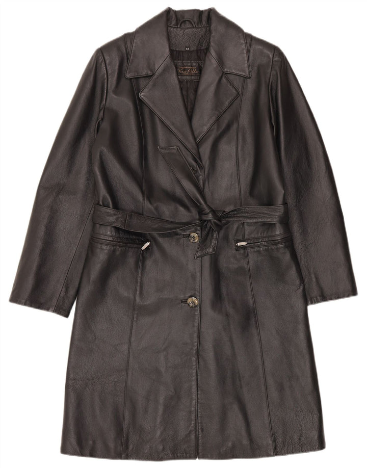 LAVORAZIONE ARTIGIANALE Womens Leather Coat IT 44 Medium Black Leather