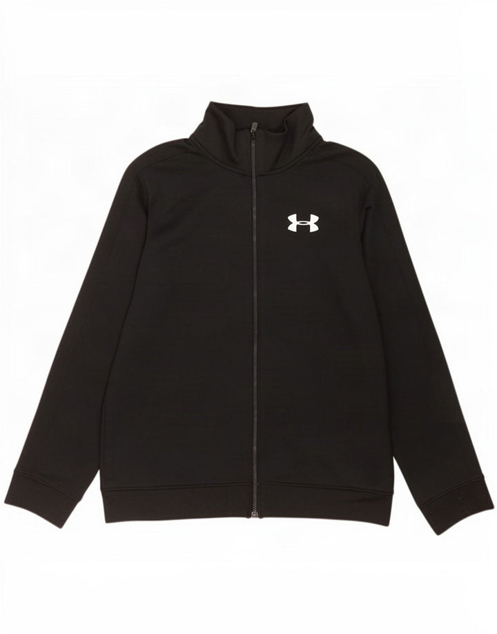 Under Armour Boys Tracksuit Top Jacket 11-12 Years Large Black Polyester