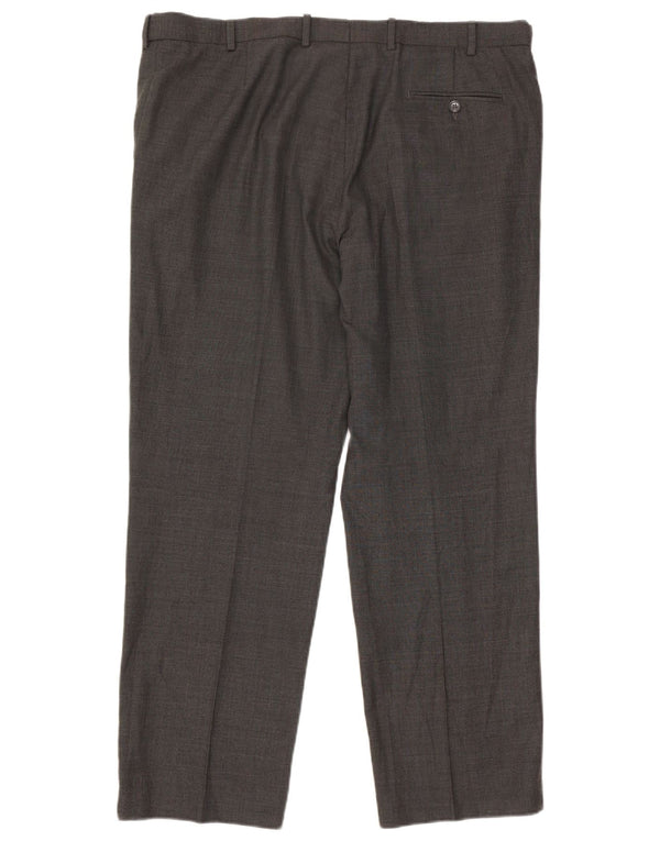 Marks & Spencer Mens Straight Casual Trousers W40 L31 Grey Wool