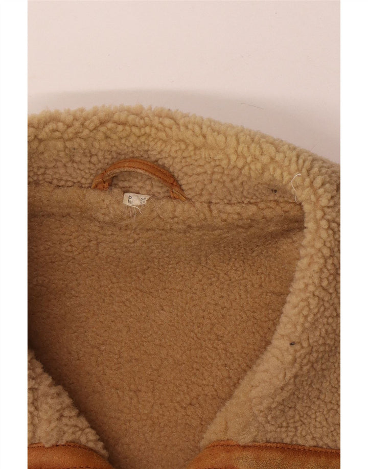 David Moore Mens Shearling Jacket EU 50 Large Brown Shearling