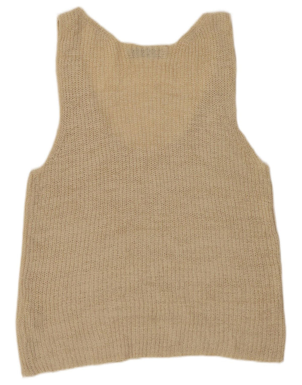Zara Womens Vest Tank Top UK 14 Large Beige Acrylic