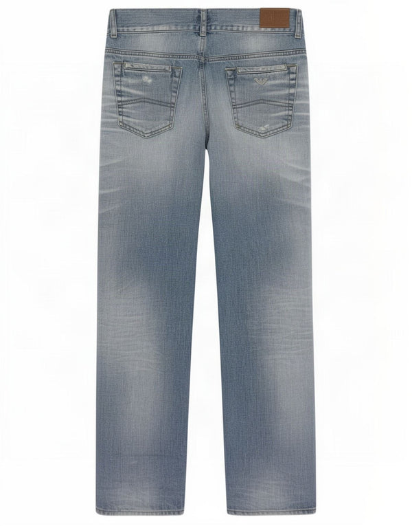 Armani Teen Boys Distressed Straight Jeans 14-15 Years W30 L32 Blue Cotton