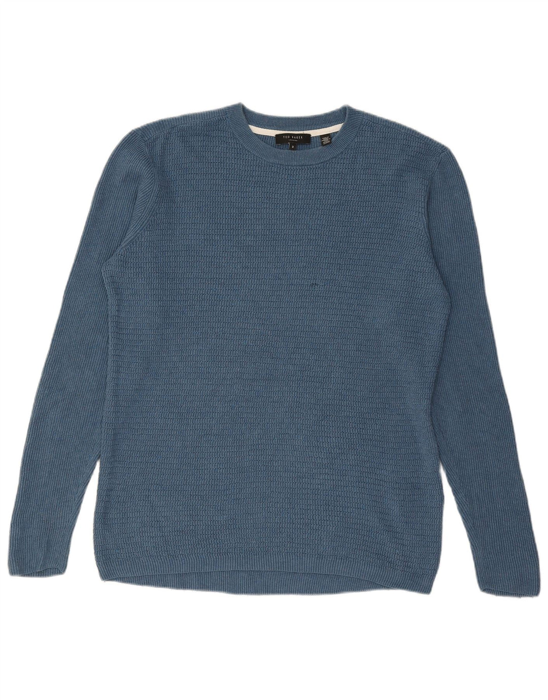 Ted Baker Mens Crew Neck Jumper Sweater Size 3 Medium Blue Cotton