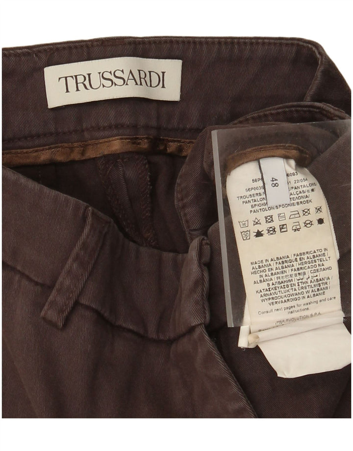 Trussardi Womens Straight Chino Trousers IT 48 Medium W32 L26 Brown Lyocell