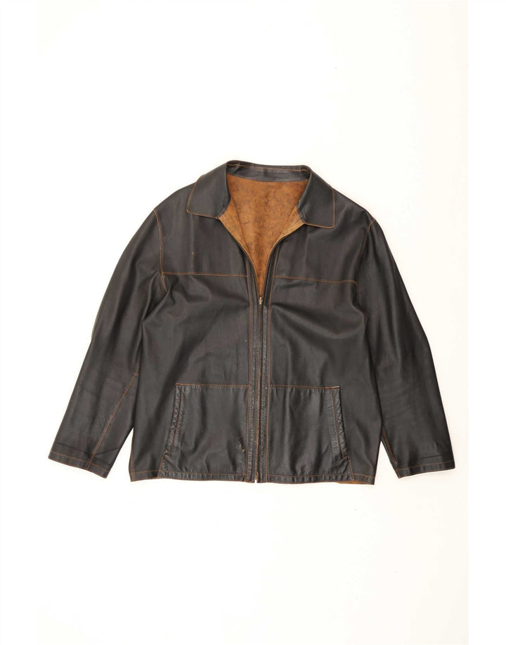 Vintage Mens Reversible Leather Jacket EU 56 3XL Brown