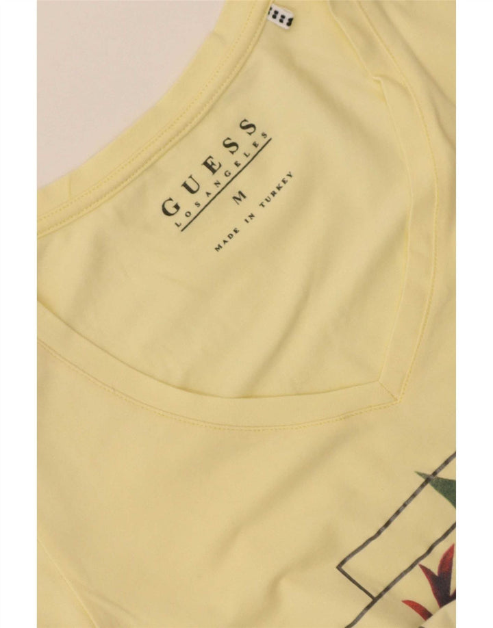 Guess Womens Graphic T-Shirt Top UK 12 Medium Yellow