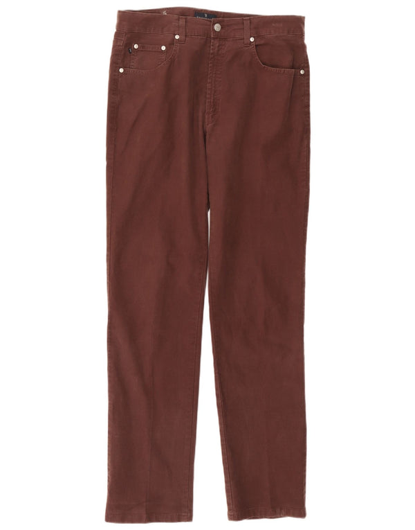 Trussardi Mens Slim Casual Trousers W34 L33 Burgundy Cotton
