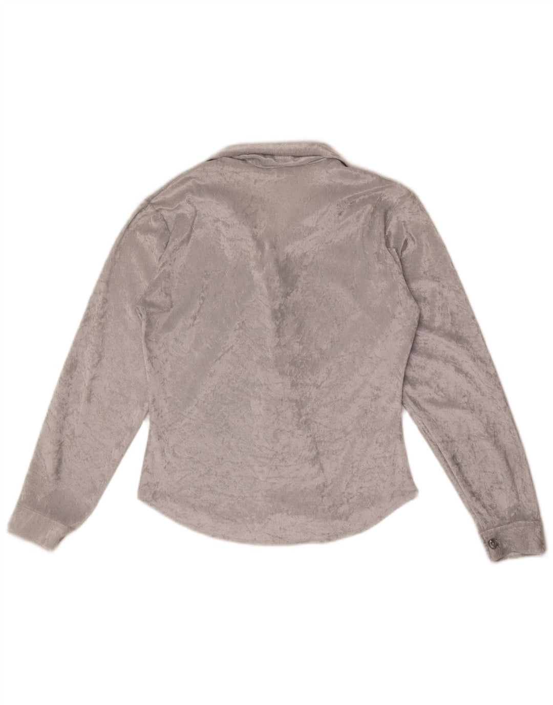Vintage Womens Velour Shirt Blouse UK 12 Medium Grey Polyester