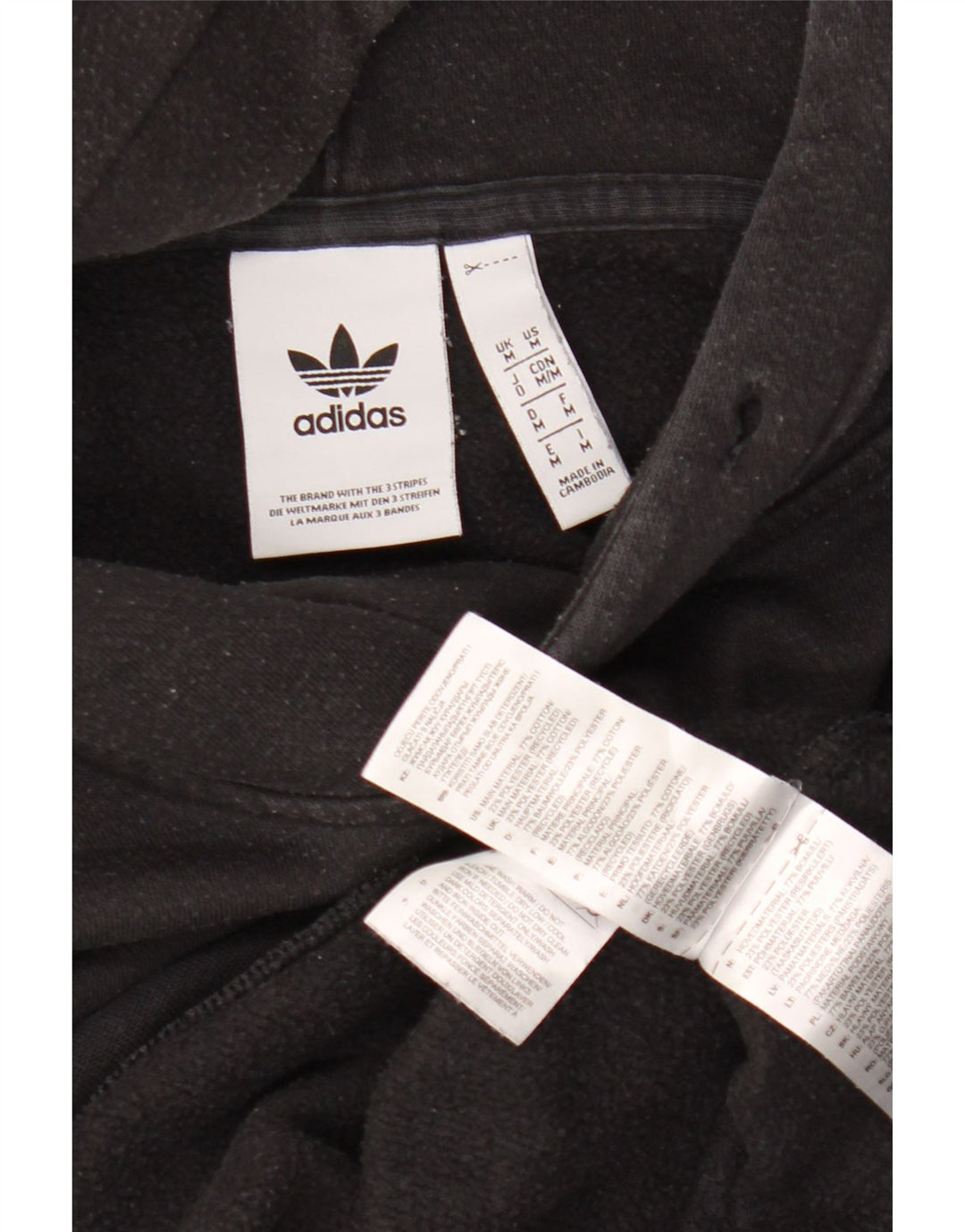 Adidas Mens Hoodie Jumper Medium Black Cotton