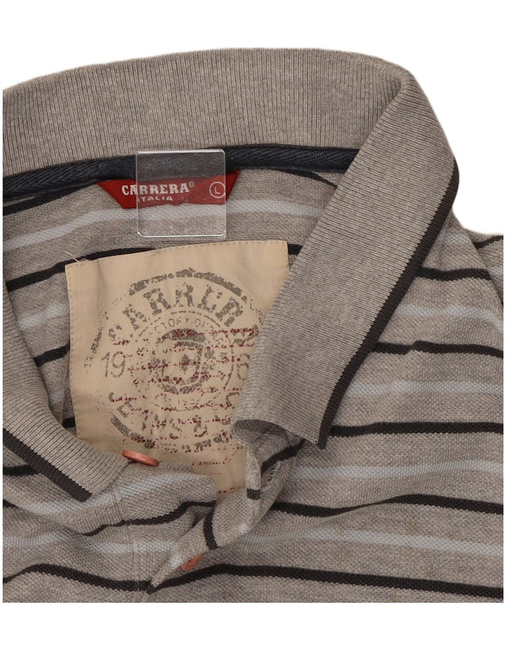 Carrera Mens Polo Shirt Large Grey Striped
