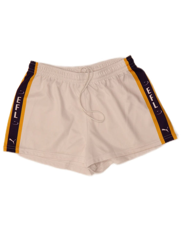 Puma Womens Graphic Sport Shorts UK 14 Large  White Colourblock Polyester