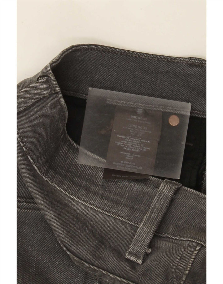 G-Star Mens Revend Distressed Super Slim Jeans W32 L32 Grey Cotton
