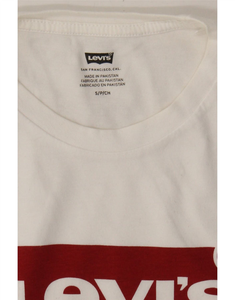 LEVI'S Mens Graphic T-Shirt Top Small White Vintage Levi's and Second-Hand Levi's from Messina Hembry 