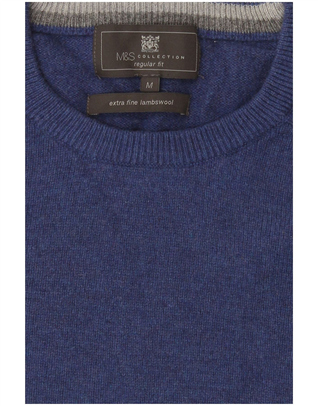 Marks & Spencer Mens Regular Fit Crew Neck Jumper Sweater Medium Blue Wool