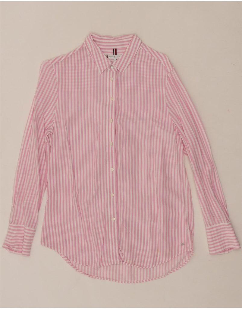 TOMMY HILFIGER Womens Shirt US 8 Medium Pink Striped Cotton Vintage Tommy Hilfiger and Second-Hand Tommy Hilfiger from Messina Hembry 