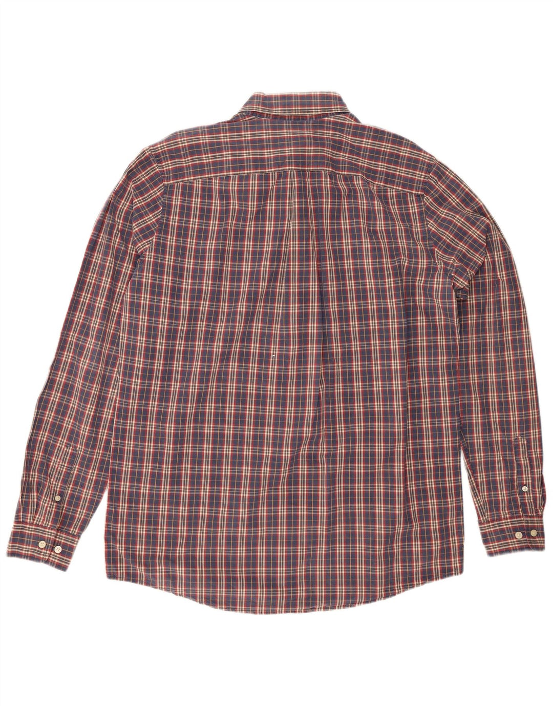 EDDIE BAUER Mens Shirt Large Navy Blue Check Cotton