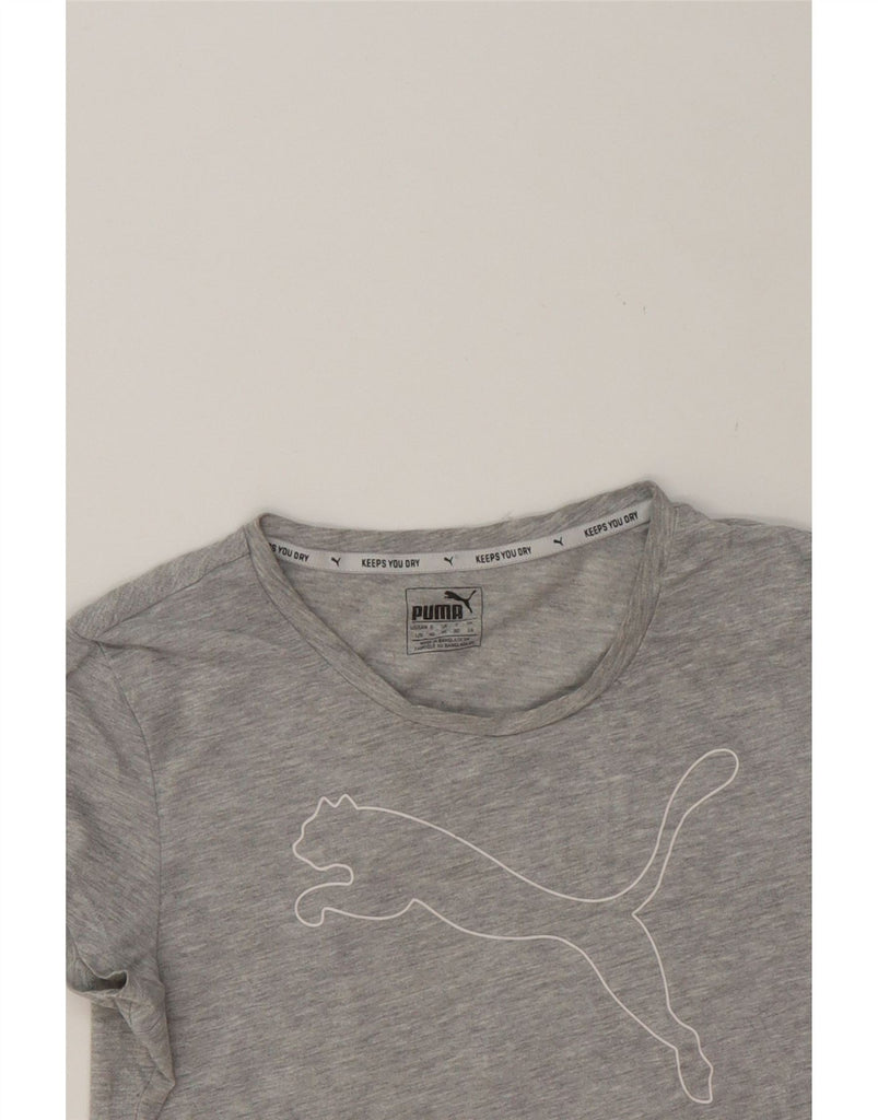 PUMA Womens Graphic T-Shirt Top UK 14 Medium Grey Flecked Polyester Vintage Puma and Second-Hand Puma from Messina Hembry 