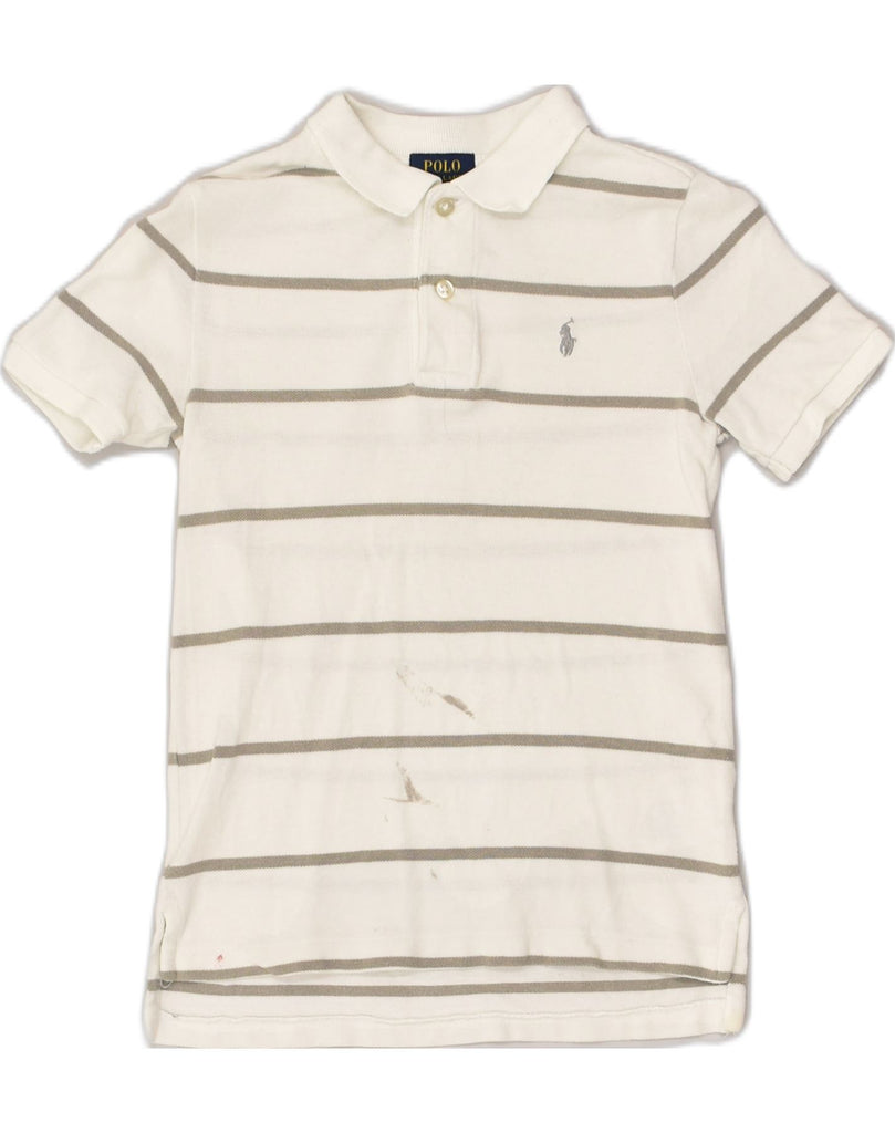 POLO RALPH LAUREN Boys Polo Shirt 5-6 Years Off White Striped Cotton | Vintage Polo Ralph Lauren | Thrift | Second-Hand Polo Ralph Lauren | Used Clothing | Messina Hembry 