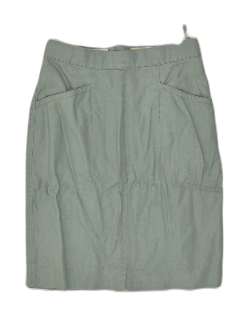 MARC O'POLO Womens Straight Skirt UK 12 Medium  W28 Green Linen | Vintage Marc O'Polo | Thrift | Second-Hand Marc O'Polo | Used Clothing | Messina Hembry 