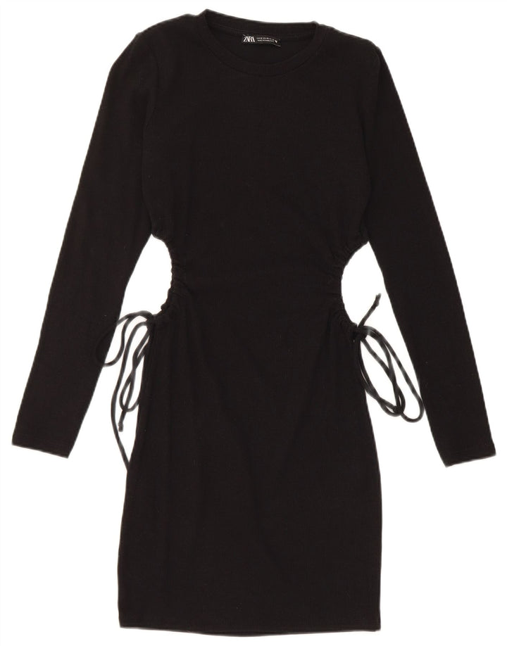 Zara Womens Jumper Dress UK 12 Medium Black