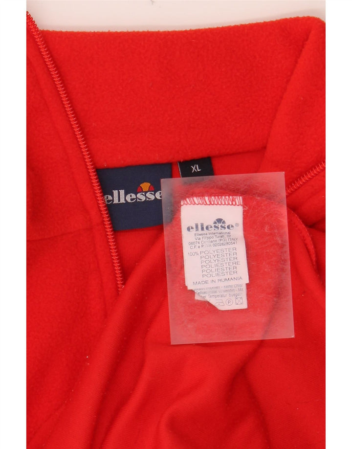 ELLESSE Mens Zip Neck Fleece Jumper XL Red Polyester