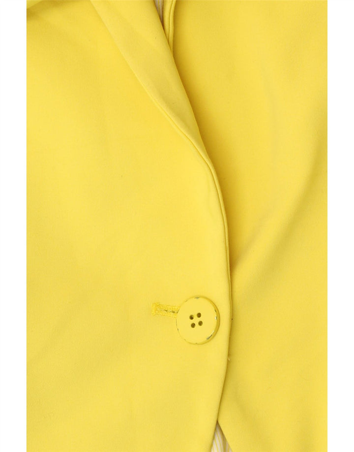 Zara Womens 1 Button Blazer Jacket UK 10 Small Yellow Cotton