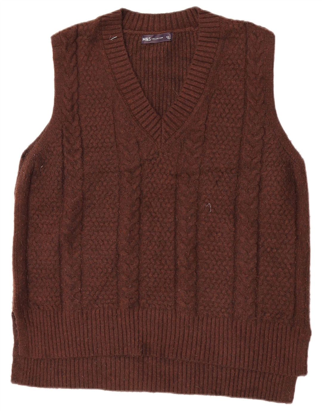 Marks & Spencer Womens Vest Tank Top UK 16 Large Brown Polyester