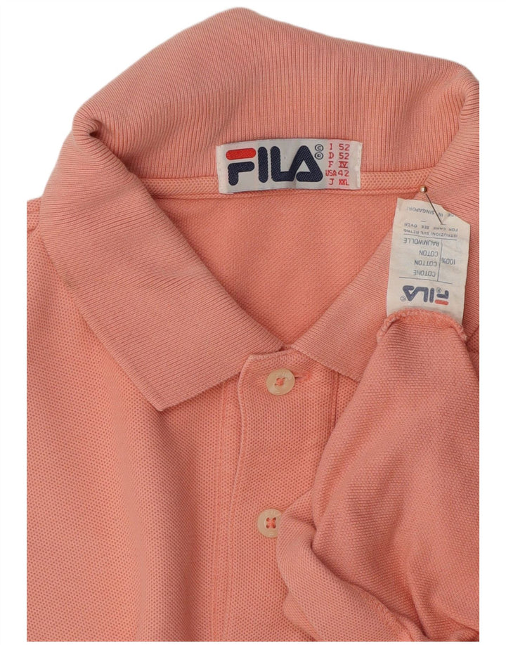Fila Mens Polo Shirt IT 52 Large Pink Cotton