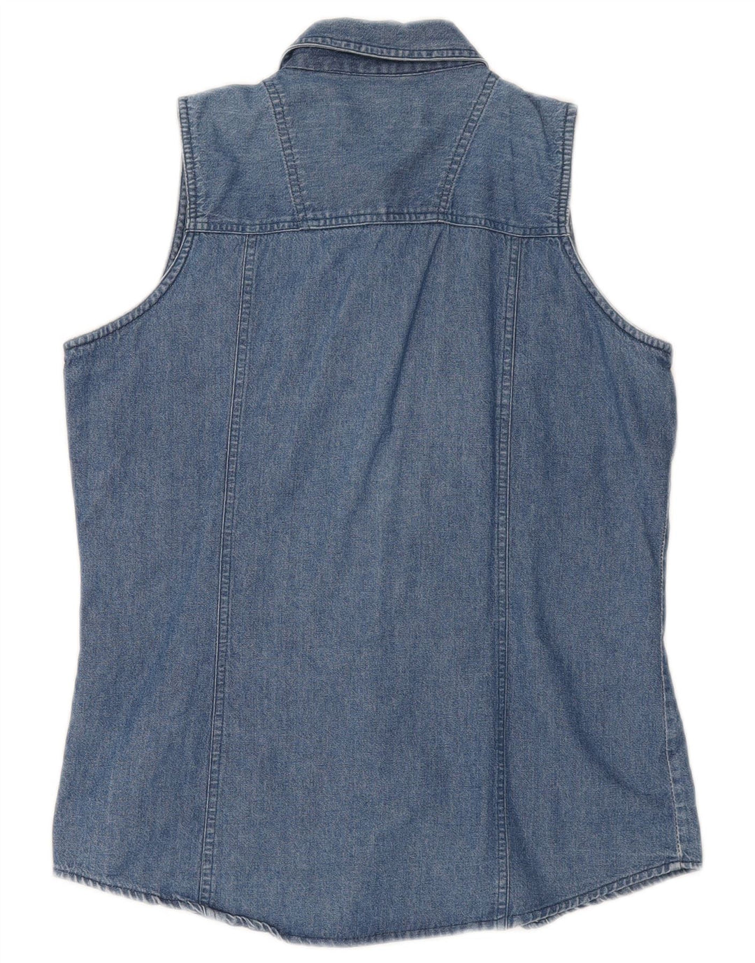 Brandon & C Womens Sleeveless Denim Shirt UK 14 Medium Blue