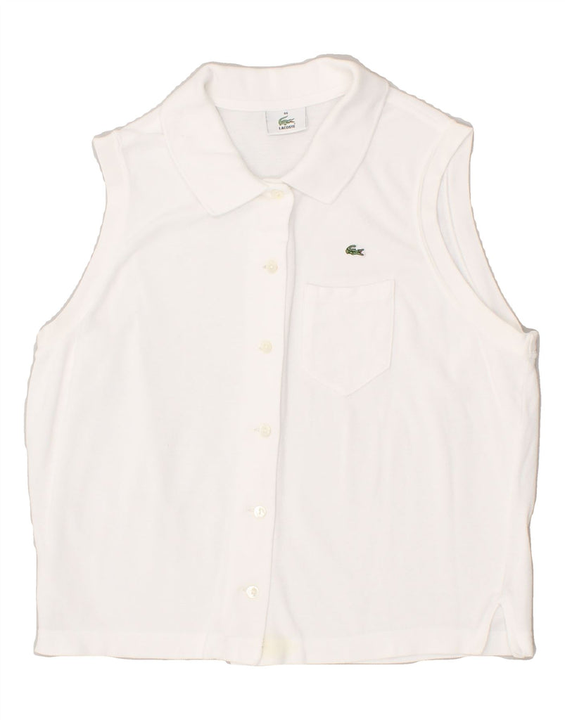 LACOSTE Womens Sleeveless Shirt Size 44 Large White Cotton Vintage Lacoste and Second-Hand Lacoste from Messina Hembry 