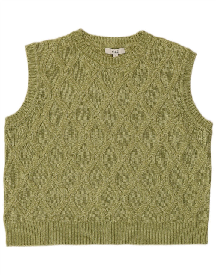Marks & Spencer Womens Vest Tank Top UK 16 Large Green Polyester