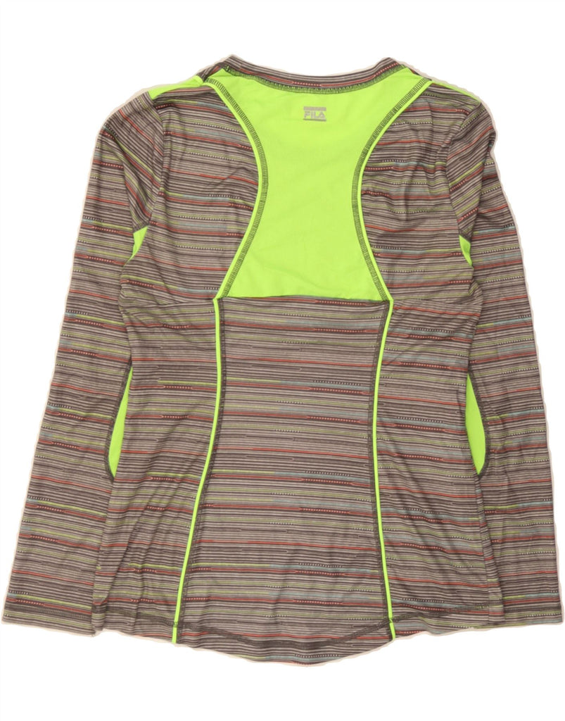 FILA Womens Top Long Sleeve UK 12 Medium Grey Striped Vintage Fila and Second-Hand Fila from Messina Hembry 