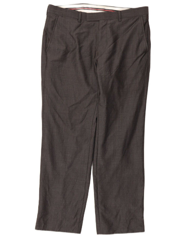 Marks & Spencer Mens Autograph Straight Suit Trousers W34 L29 Grey Wool