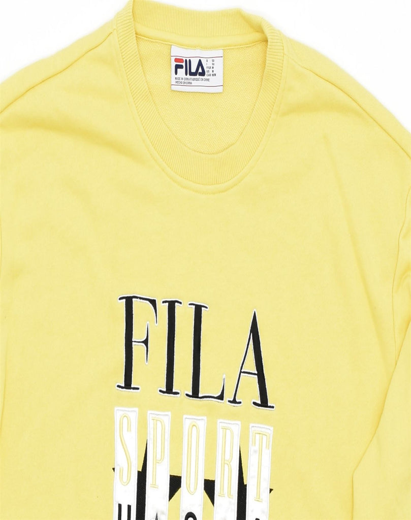 FILA Mens Oversized Graphic Sweatshirt Jumper Medium Yellow Cotton | Vintage | Thrift | Second-Hand | Used Clothing | Messina Hembry 