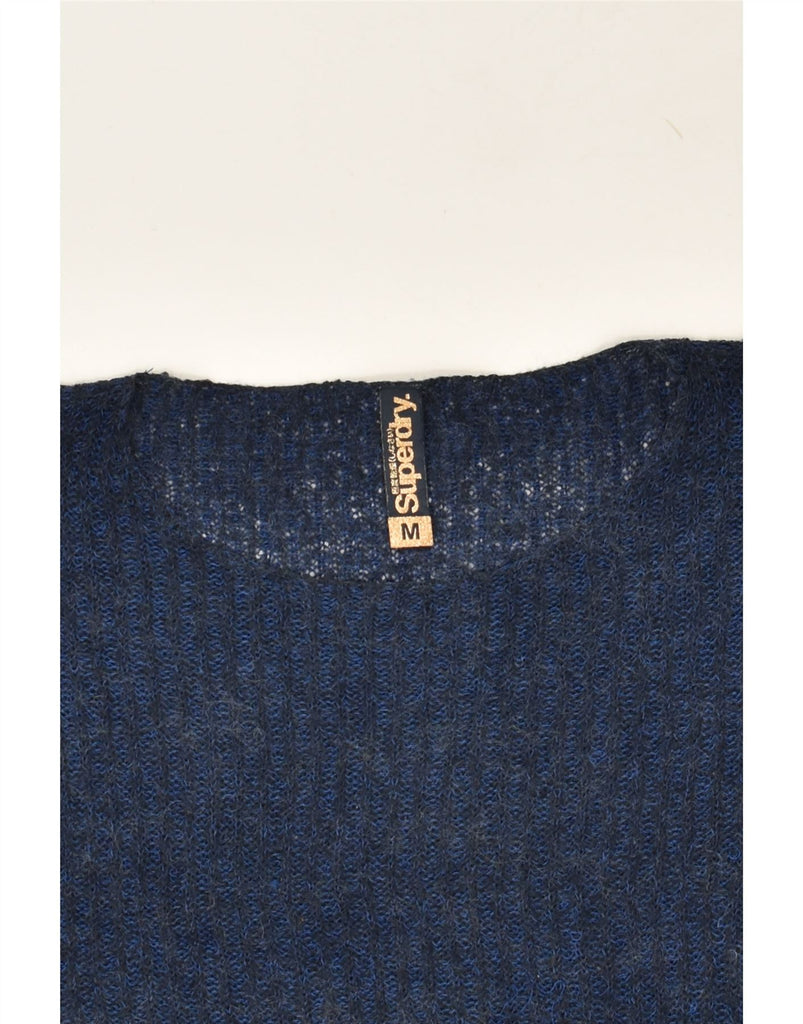 SUPERDRY Womens Crop Boat Neck Jumper Sweater UK 14 Medium Navy Blue | Vintage Superdry | Thrift | Second-Hand Superdry | Used Clothing | Messina Hembry 