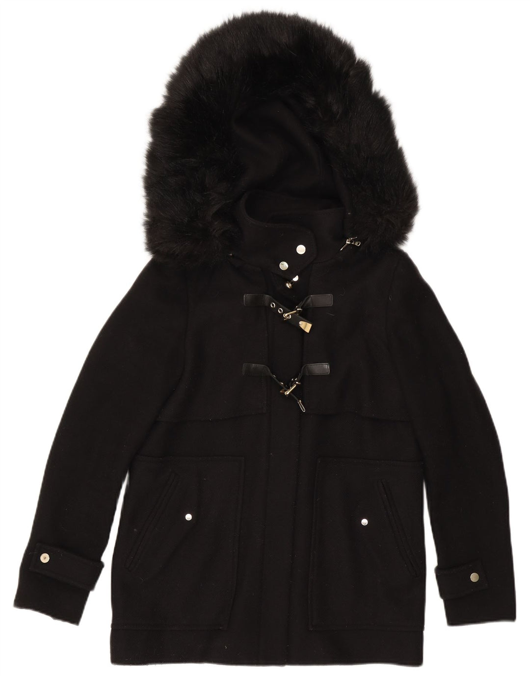 Zara Womens Hooded Bomber Jacket UK 14 Medium Black Polyester