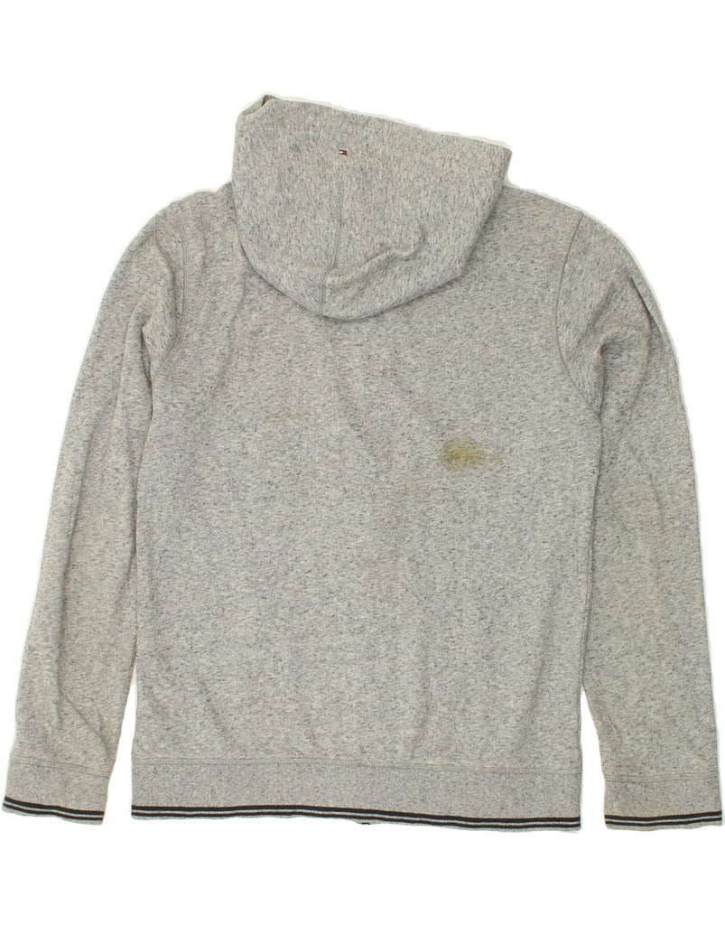 TOMMY HILFIGER Boys Graphic Zip Hoodie Sweater 15-16 Years Grey Flecked Vintage Tommy Hilfiger and Second-Hand Tommy Hilfiger from Messina Hembry 