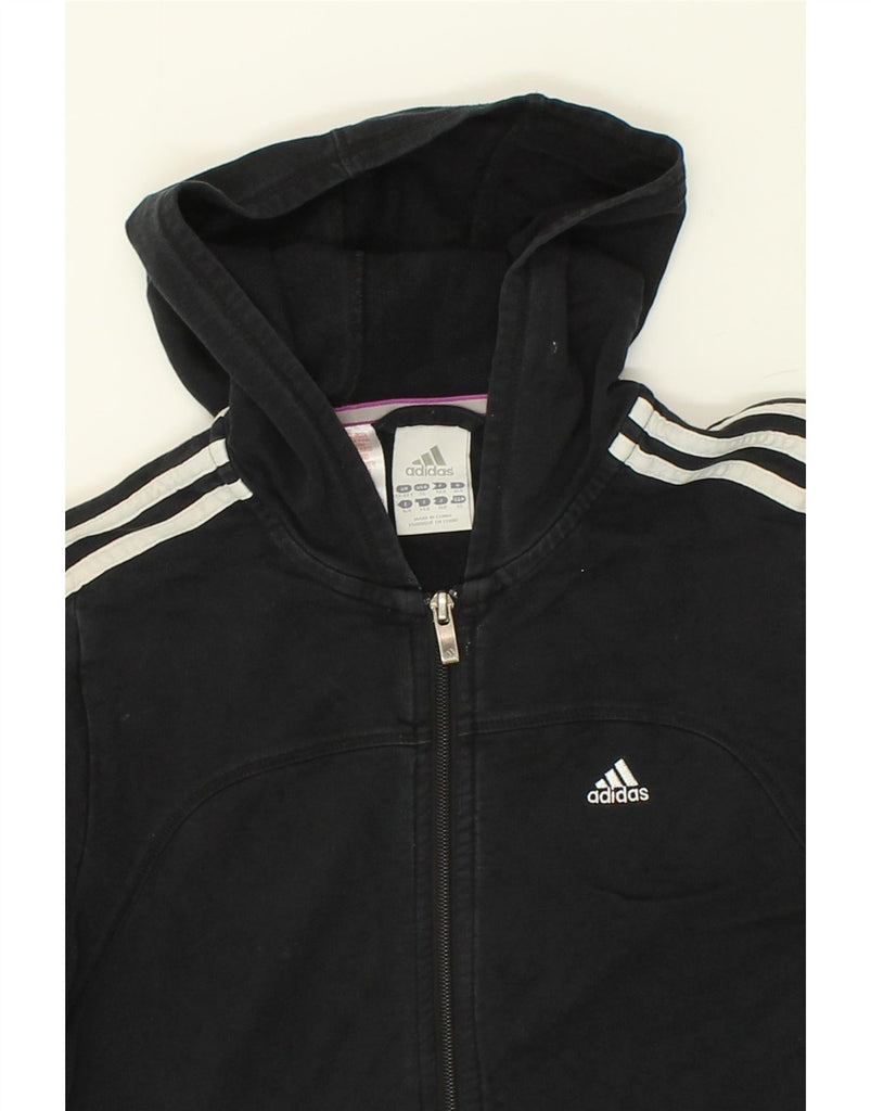 ADIDAS Boys Zip Hoodie Sweater 13-14 Years Black Cotton | Vintage Adidas | Thrift | Second-Hand Adidas | Used Clothing | Messina Hembry 